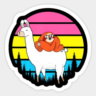 Sloth Riding Llama Lgbt Q Retro Pan Sexual Pride Flag Sticker